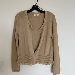 Artisan Ny Tan Cardigan Sweater V-Neck Open Front